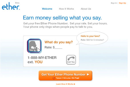 ether - earn money selling what you say